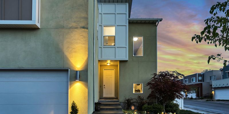 nice suburban home at night